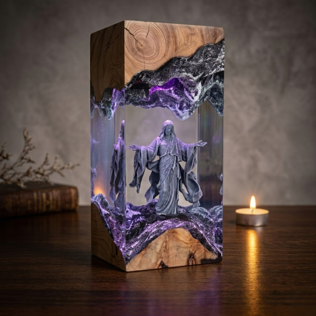 Handcrafted Virgin Mary Resin Lamp